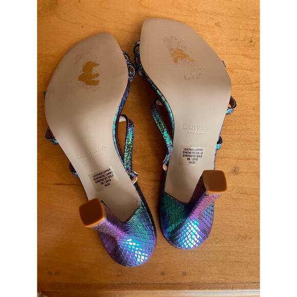 Carvela Mermaid Heel Sandals Shoes, 9.5 Eu 40.5, Blue Green, Strappy, Leather - Picture 8 of 8